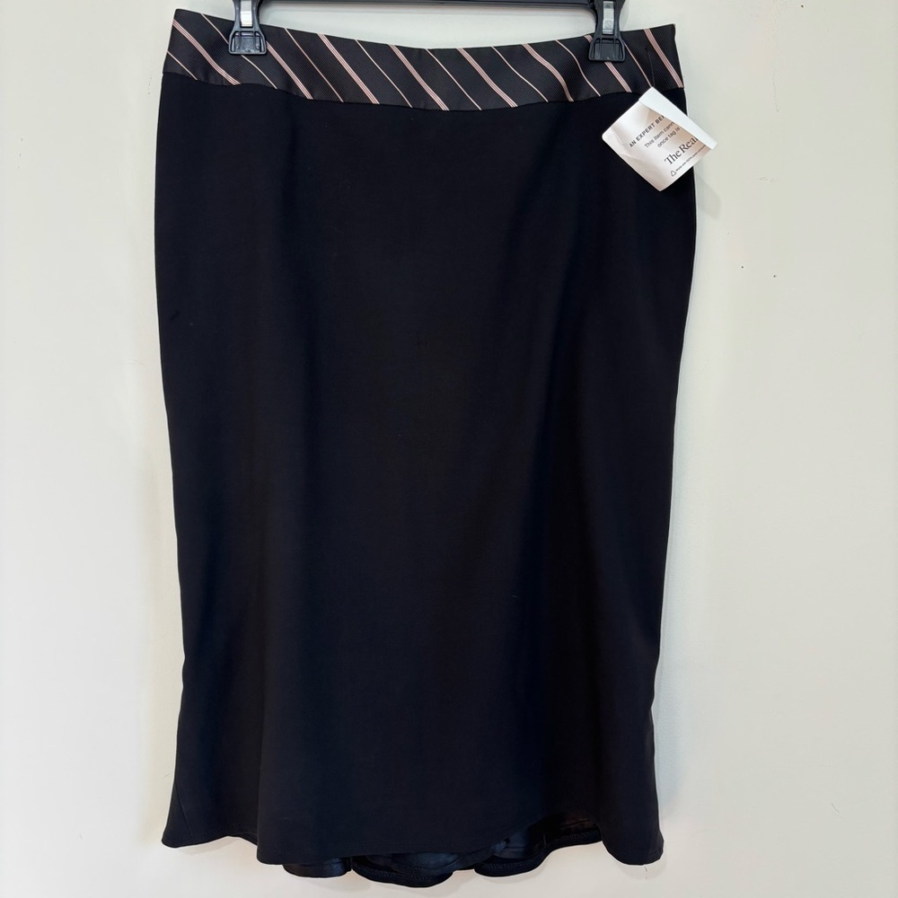 Karen Millen Black Wool Blend Zip Up Retro Midi Mermaid Pencil Skirt size 6